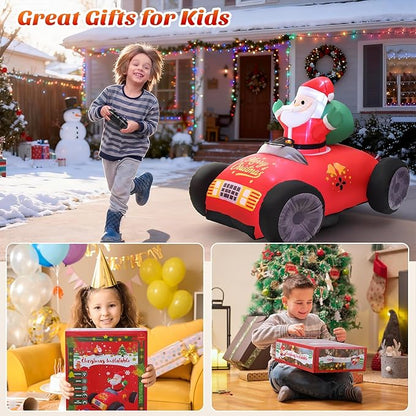 KLYLOP Remote Control Christmas Toy for Kids with Auto Inflate, 3.5FT Christmas Inflatables Santa Toys Car with 360°Rotation, Forward & Backward, Christmas Decor with Xmas BGM for Boys Girls Birthday