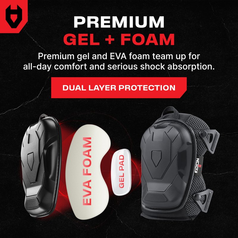 NoCry Professional Construction Knee Pads for Men and Women with Non-Slip Heavy Duty Cap and Ankle Support — Thick Foam and Gel Cushioning — Reinforced, Adjustable Straps and Military Grade Rivets