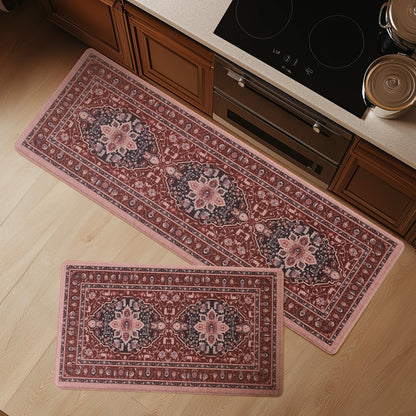 FRESHMINT Anti Fatigue Kitchen Mats Set 2 PCS, Waterproof & Non-Skid Medallion Kitchen Rugs, Cushioned Kitchen Floor Mats for Standing Washable Comfort Kitchen Runners for Lanudry, Office, Sink