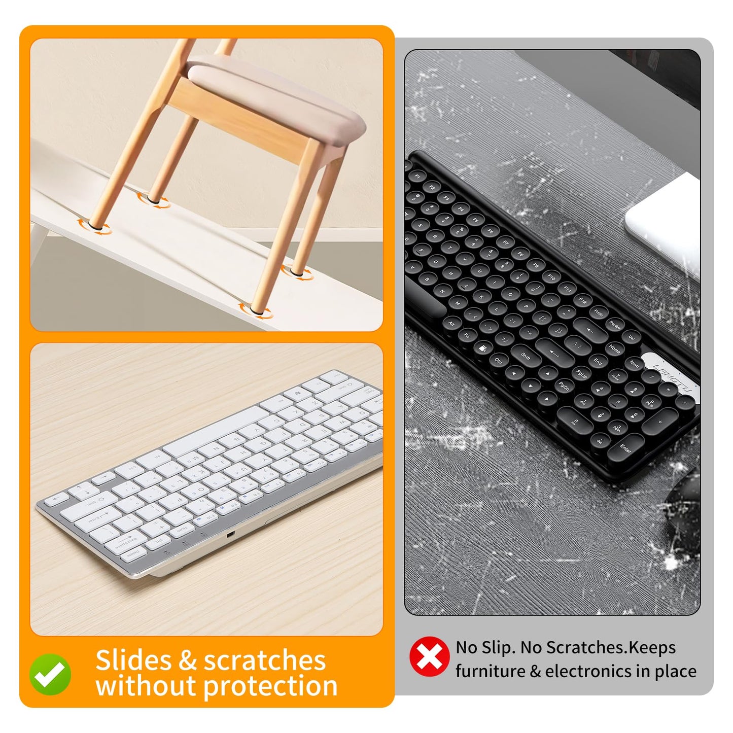 CHUNZEXI Non Slip Furniture Pads, Self Adhesive Rubber Pads with Anti Skid Stickers, Cuttable Rubber Sheet for Furniture and Appliances (4” × 40”)