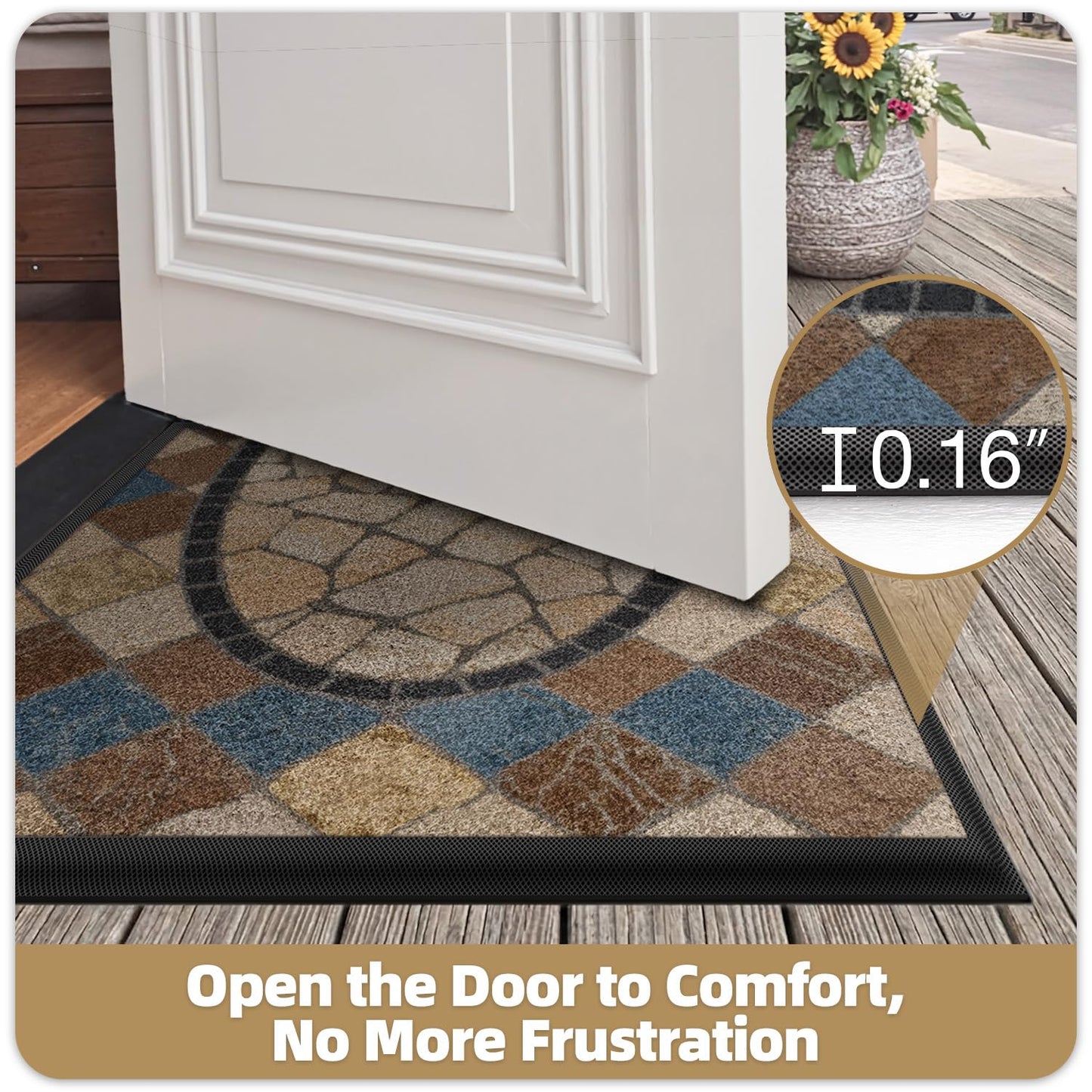 Color&Geometry Front Door Mat Outside Entrance, 24x36 Waterproof All-Season, All-Weather Doormat, Fade Resistant, Easy Clean, Low Profile Patio Porch Entryway Mat, Mediterranean Mosaic Pattern