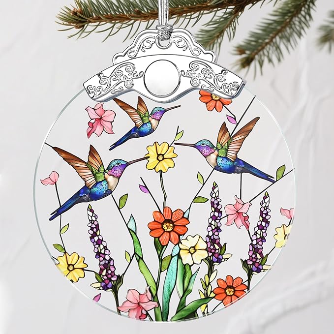 Stained Glass Hummingbird Ornament: Christmas Decorations, Ornaments for Christmas Tree & Holiday Ornaments – Holiday Presents, Gift Exchange Ideas & Keepsake Gift for Family, Coworkers & Friends
