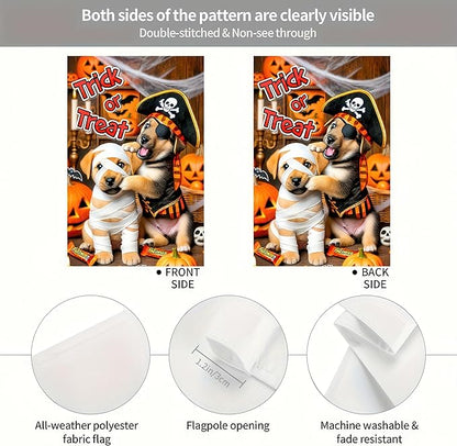 Halloween Garden Flag 12x18 Inch Double Sided Halloween Dog Decoration Home, Yard, Lawn, Porch Decor, Outside Fall Decor