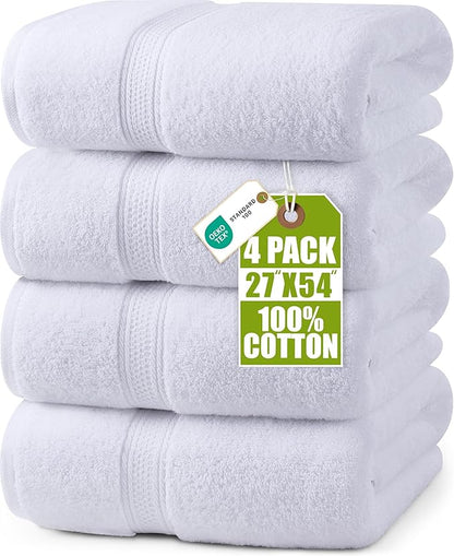 Utopia Towels 4 Pack Premium Bath Towels Set, 27 by 54 Inches, 100% Ring Spun