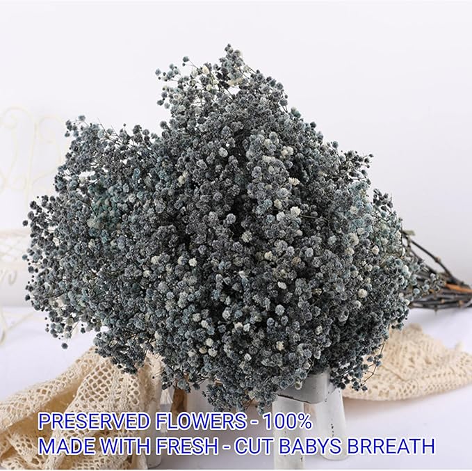 Dried Babys Breath Flowers Bouquet-17 Inch 2500+ Black Dried Flowers, Natural Dry Flowers for Wedding Flowers, Table Vase Decor, DIY Wreath Floral, Home Office Party Garden Decoration