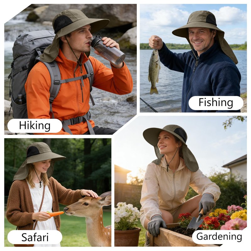 Sun Hat for Men Women with Neck Flap,UPF 50+ UV Protective Hiking Fishing Hats,Wide Brim Sun Hat for Women&Men