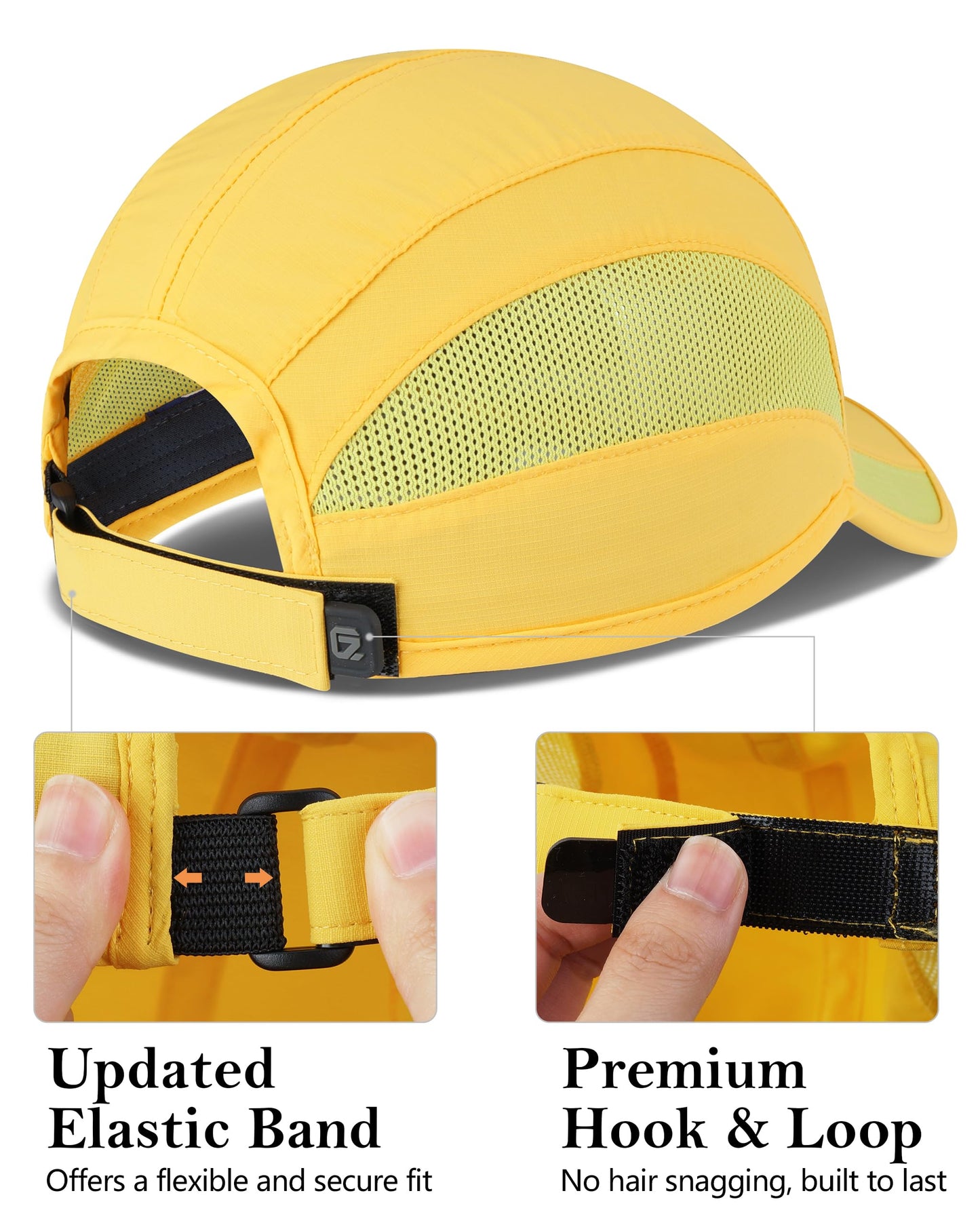 GADIEMKENSD Cooling Running Hat Quick Dry Summer Baseball Cap UPF50+ Sports Sun Caps Breathable Mesh Trucker Dad Hats Unstructured for Golf Tennis Hiking Gym Travel Camping Yellow S/M 6 7/8-7 1/4