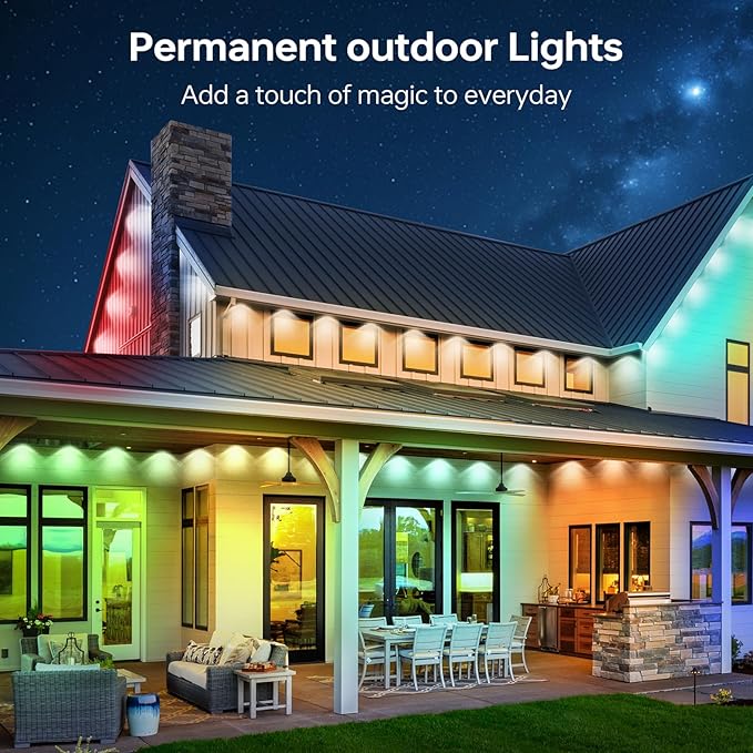 Permanent Outdoor Lights for House, 100ft Smart RGB&IC LED Eaves Light, Daily and Accent Lighting, 212 Scene Modes, Alexa & Google Assistant Compatible, Daily Party Halloween Christmas Decor