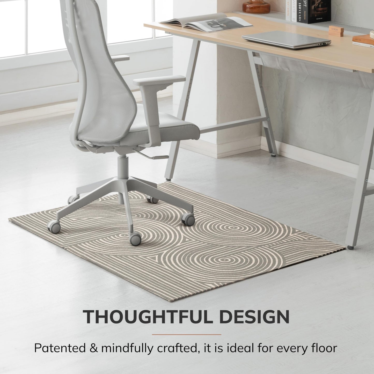Anji Mountain Rug'd Office Chair Mat for Carpet & Hardwood Floor - Jacquard Woven, Anti-Slip Backing, Low Pile, Floor Protector Desk Chair Mat, Office Rugs for Rolling Chairs (Helsinki - 40" x 54")