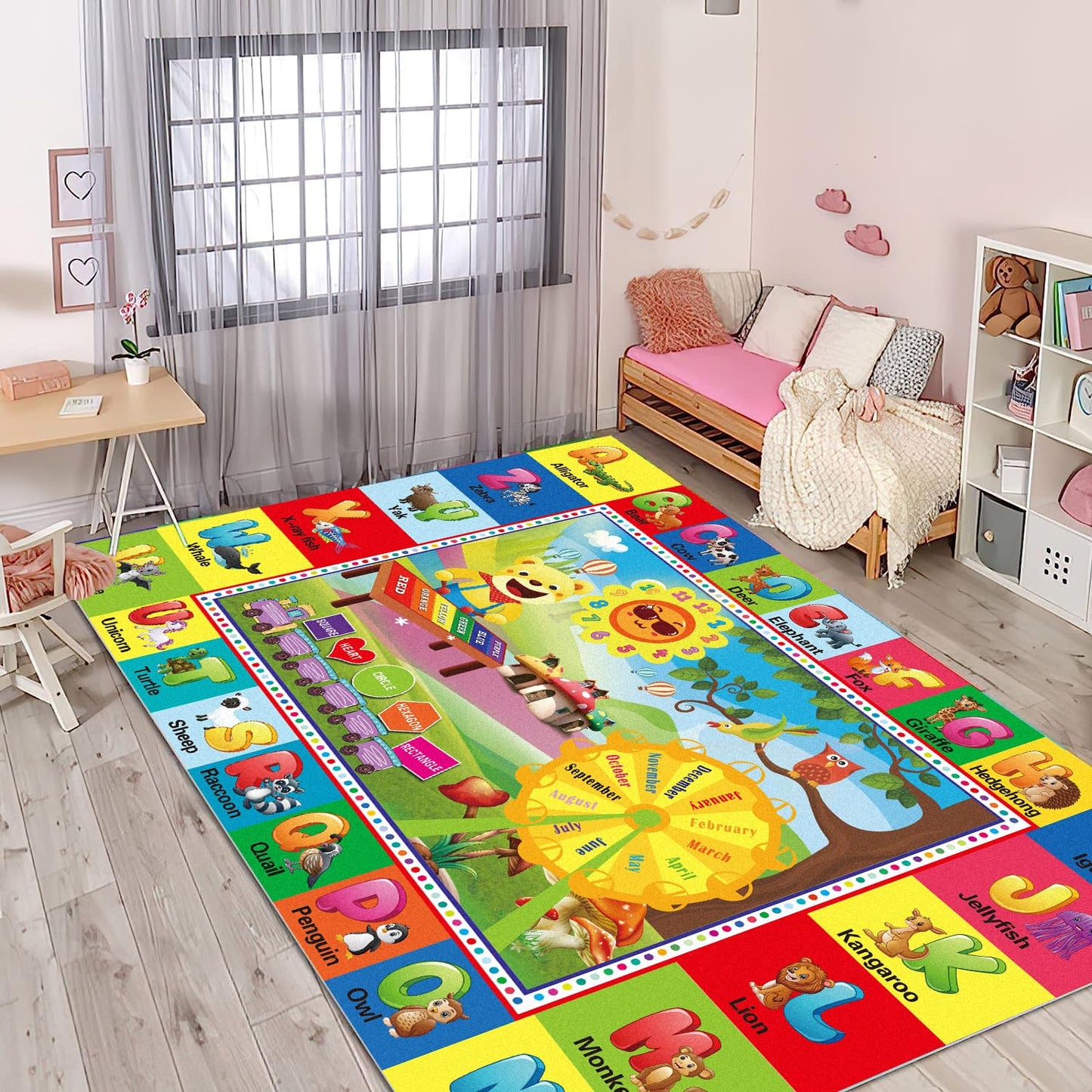 ABC Kids Play Rug, Non-Slip Classroom Carpet,78.7" x 59"