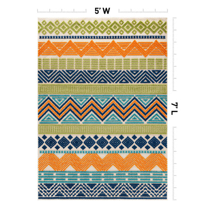 Rugshop Marbella Contemporary Boho Non-Shedding Outdoor Rug for Patio Deck Backyard Indoor/Outdoor Area Rug 5' x 7' Multi