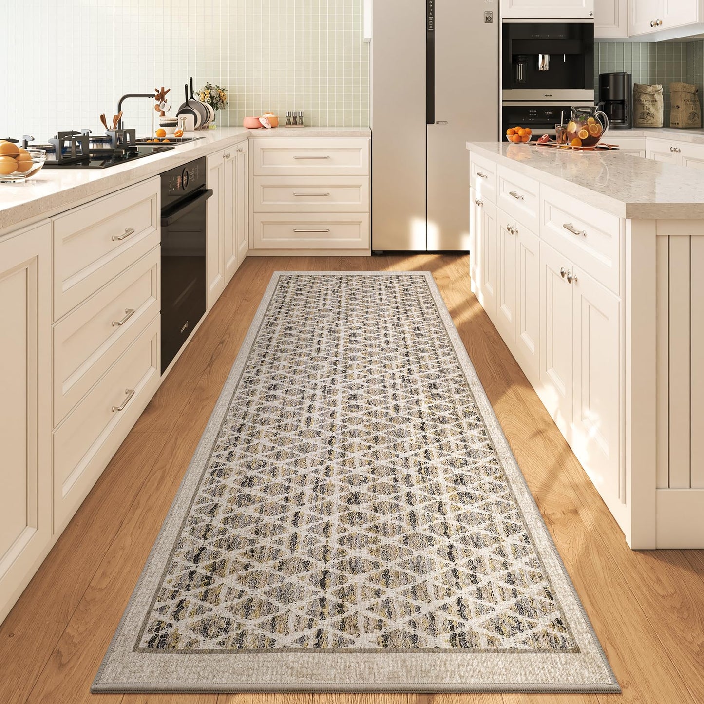 Washable Runner Rug 2x6 for Hallway, Non Slip Kitchen Runner Rug, Soft Low Pile Indoor Carpet Runner for Entryway, Laundry Room, Bedroom Decor (2'x6', Beige)