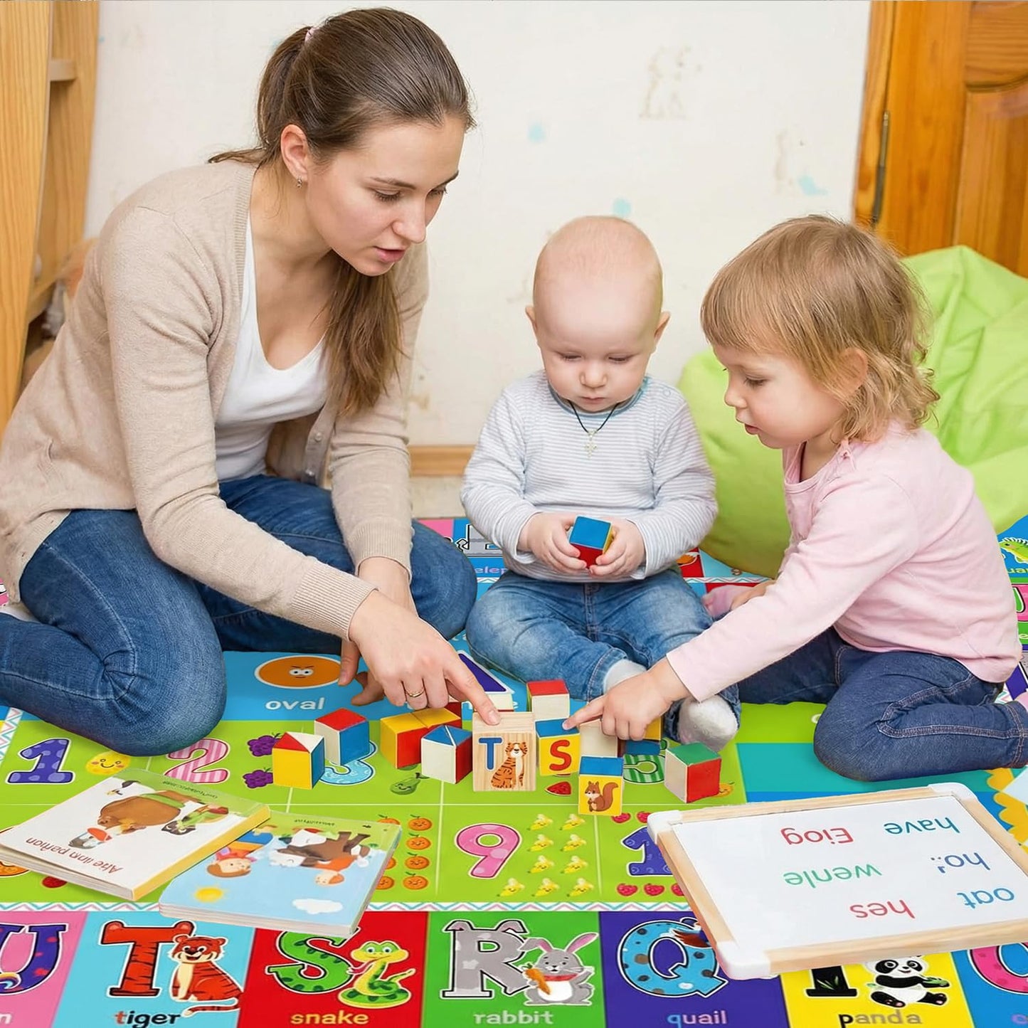 ABC Kids Playroom Rug – Extra Large Educational Carpet with Letters, Numbers & Animals, Thick Soft Floor Mat for Classroom, Nursery & Preschool (59 x 39.4 Inch)