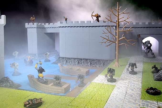 Monster Adventure Terrain 3D Interchangeable Builder System - 128pc Painted Castle Expansion Set w Base - Build Modular Worlds in a Snap &amp Elevate Your Campaign -Compatible with DND Dungeons &amp