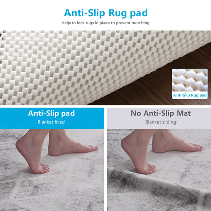 TJWODO Non Slip Area Rug Pads Non Skid Rug Gripper 2x3 Feet Extra Thick Pad Anti-Slip Carpet Rug Mats for Hardwood Surface Floors, Keep Rugs Safe and in Place (2 x 3 Ft)