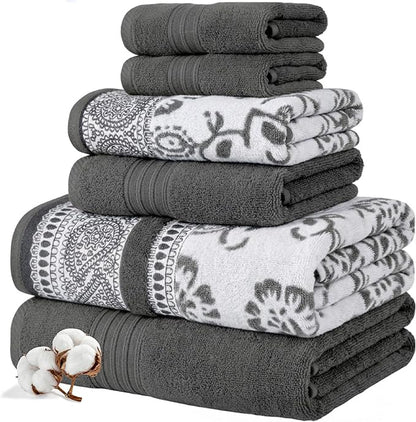 Modern Threads Ophelia 6-Piece 100% Cotton Towel Set – Reversible Yarn Dyed