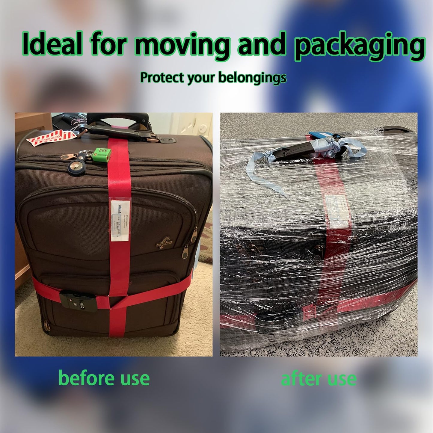Mini Clear Stretch Wrap Film for Moving,5''x1000ft,4 Rolls Plastic Wrap Refills with 1 Plastic Handle,Hand Stretch Wrap for Packing,Moving,Package, Industrial,80 Gauge CHUANGDANG