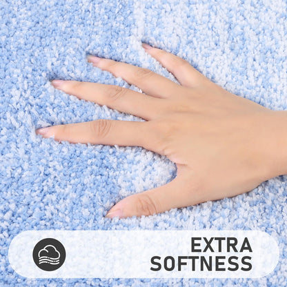Bsmathom Bathroom Rugs Sets 4 Piece, Soft Absorbent Microfiber Bath Rugs with U-Shaped Contour Toilet Rug and Toilet Lid Cover, Thick Non-Slip Plush Shaggy Bath Mat Set,Navy Blue