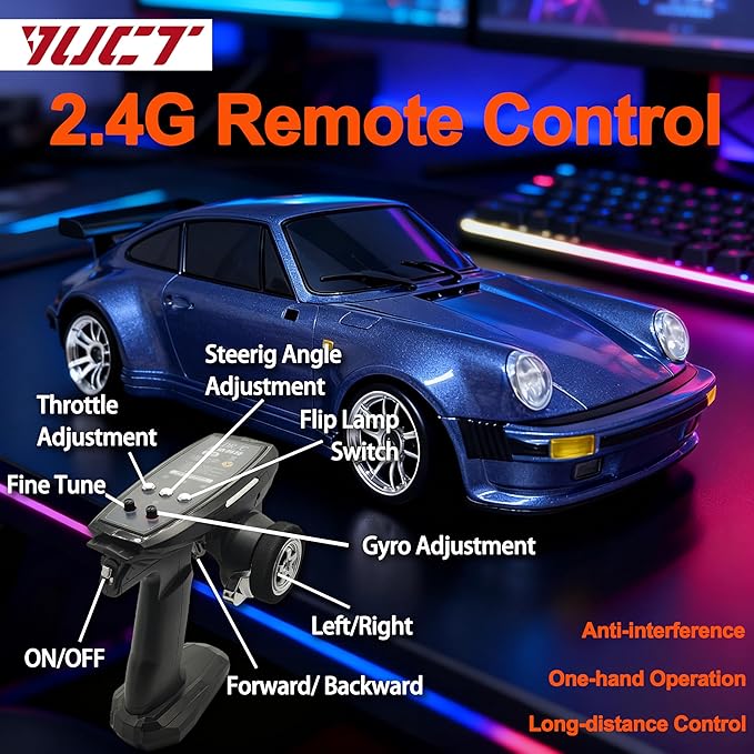 YUCT LDRC 1/18 Scale RC Drift Car RWD Drifting with ESP Gyro Posche 911 Model Car with Alloy Shell for Adults LD1898 Purple