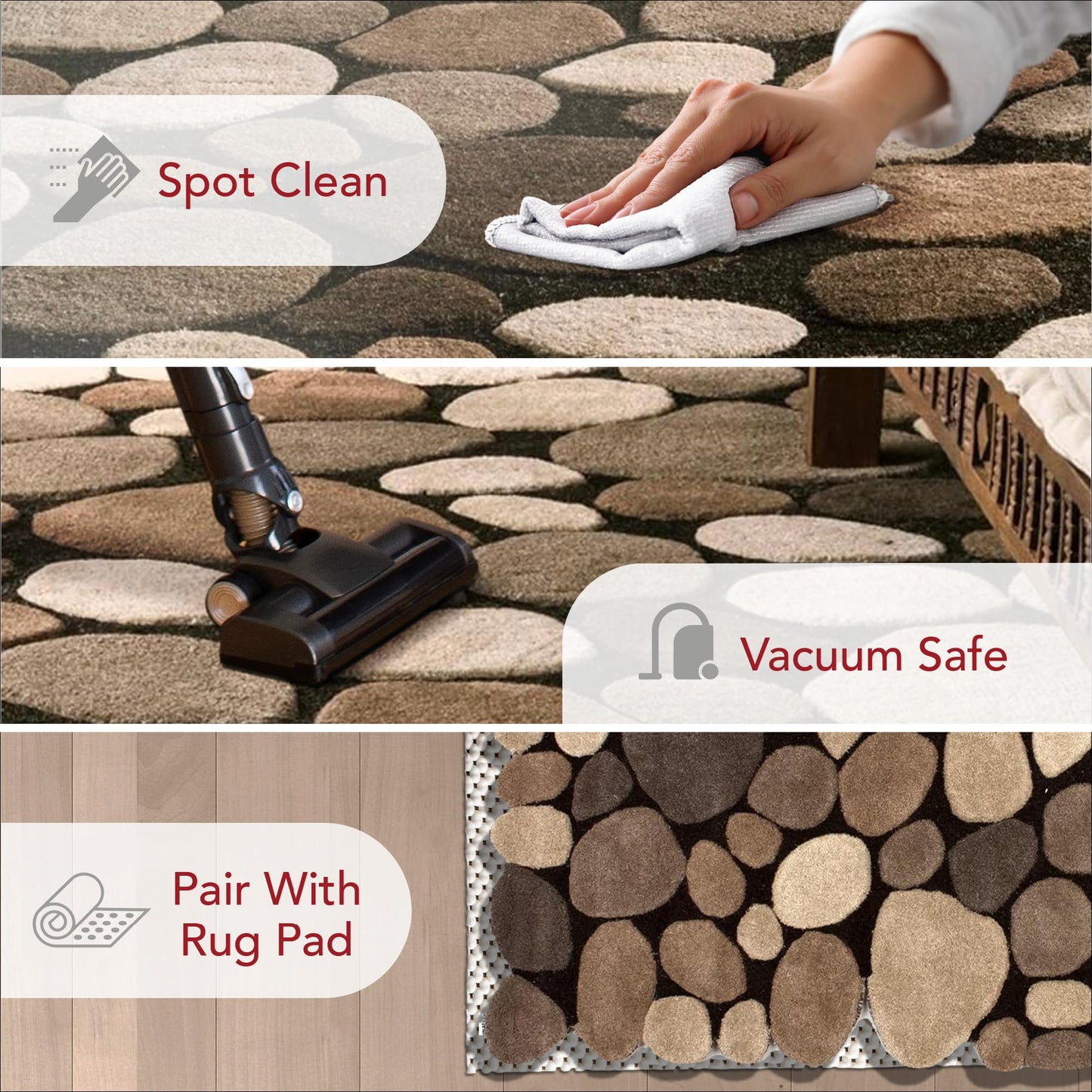 Nuloom Pebbles Natural/Beige, 2'6" x 6', Handmade, Polka Dot, Wool, Soft and Cozy, High Traffic, Stain Resistant, Easy Clean, Durable Runner for Bedroom, Living Room, Dining, Den, Foyer, Entryway