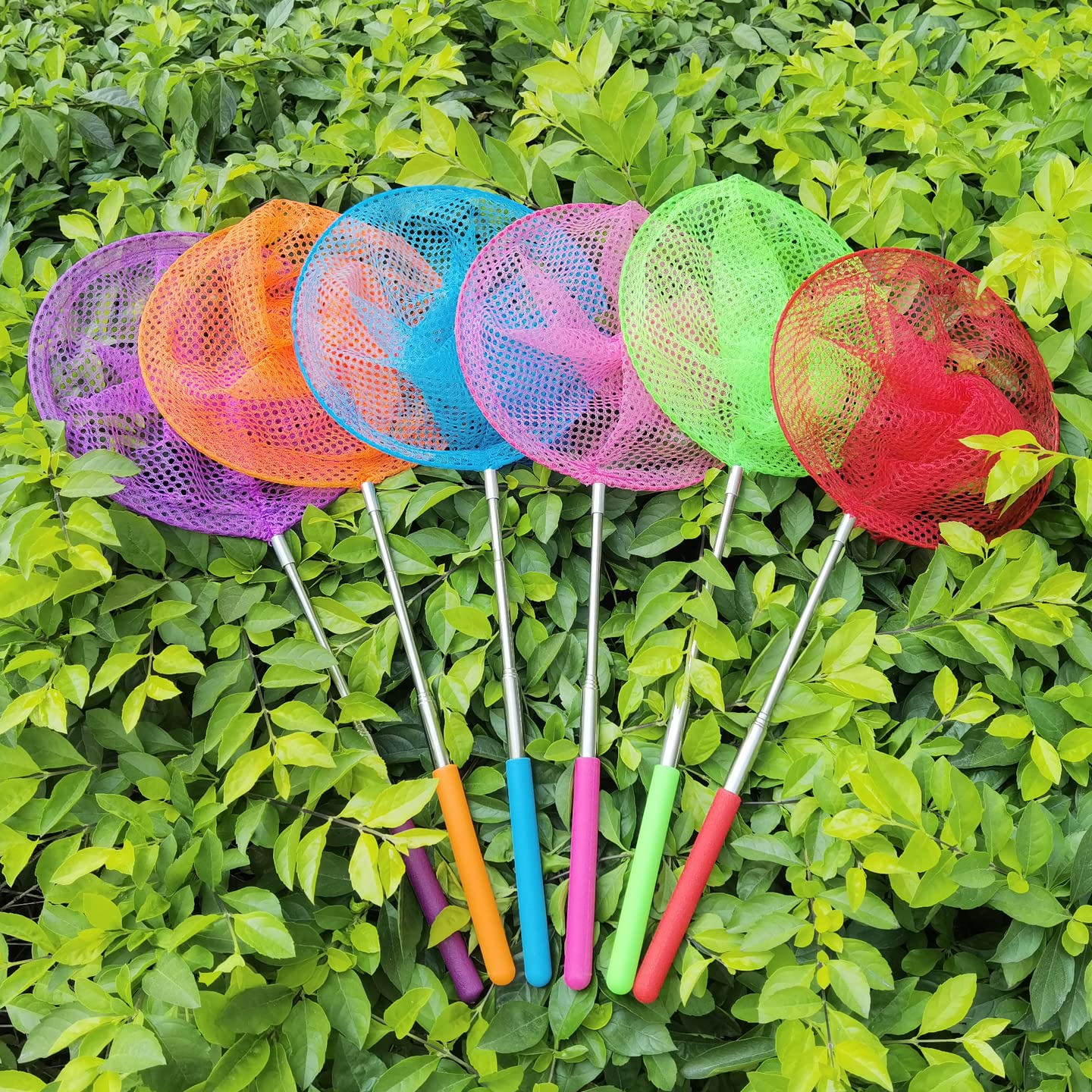 6 Pack Telescopic Butterfly Nets, Insect Catching Nets, Fishing Net, Nature Exploration Toys for Kids Outdoor Playing