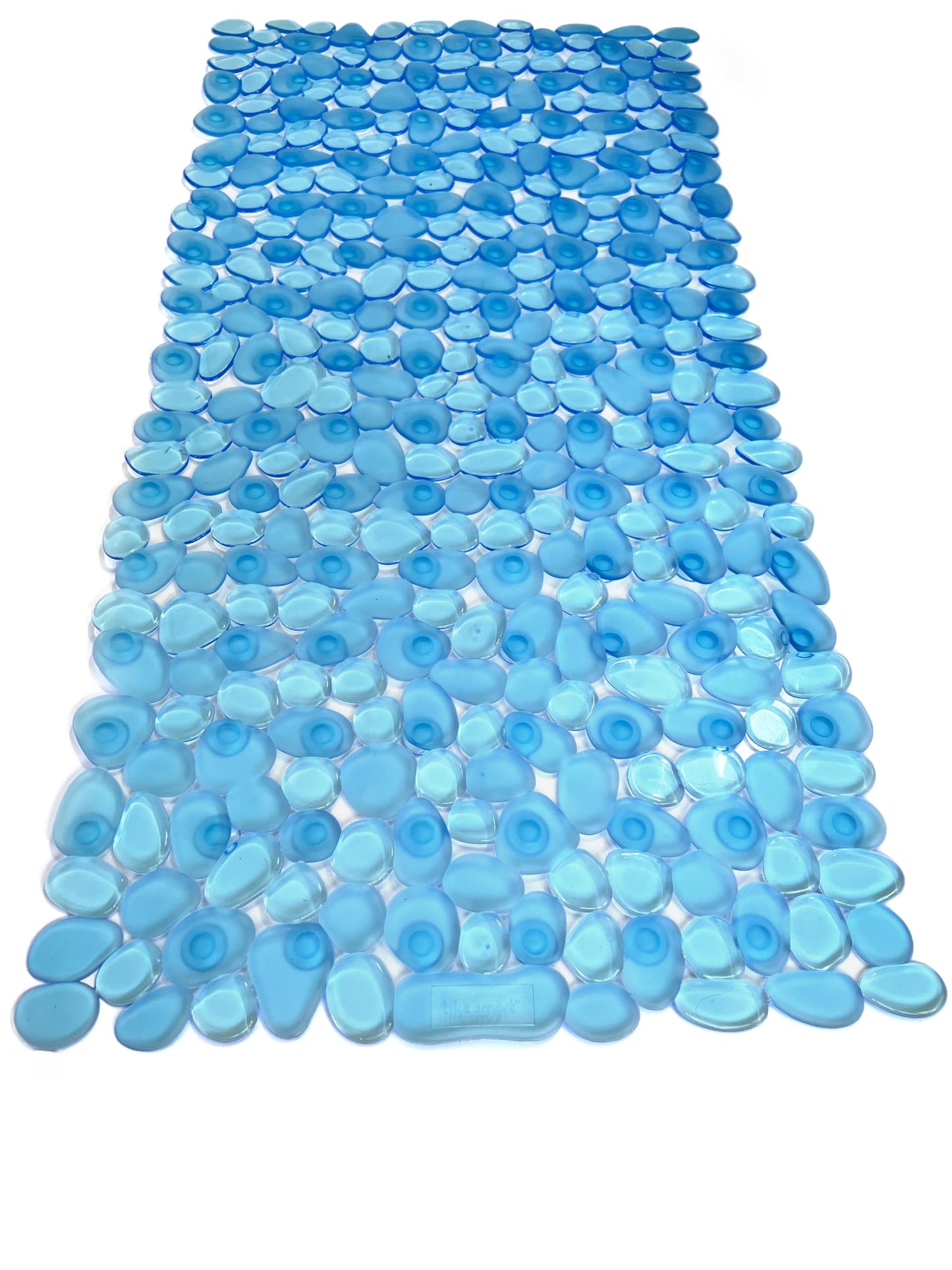 TIKE SMART “Pebbles” Non-Slip Bathtub/Shower Mat 27.5”x14” Rectangular, Non-Toxic, Safe, Clean, Machine-Washable, Superior Grip & Drainage, Vinyl, for Smooth Floors ONLY, Transparent Light Blue