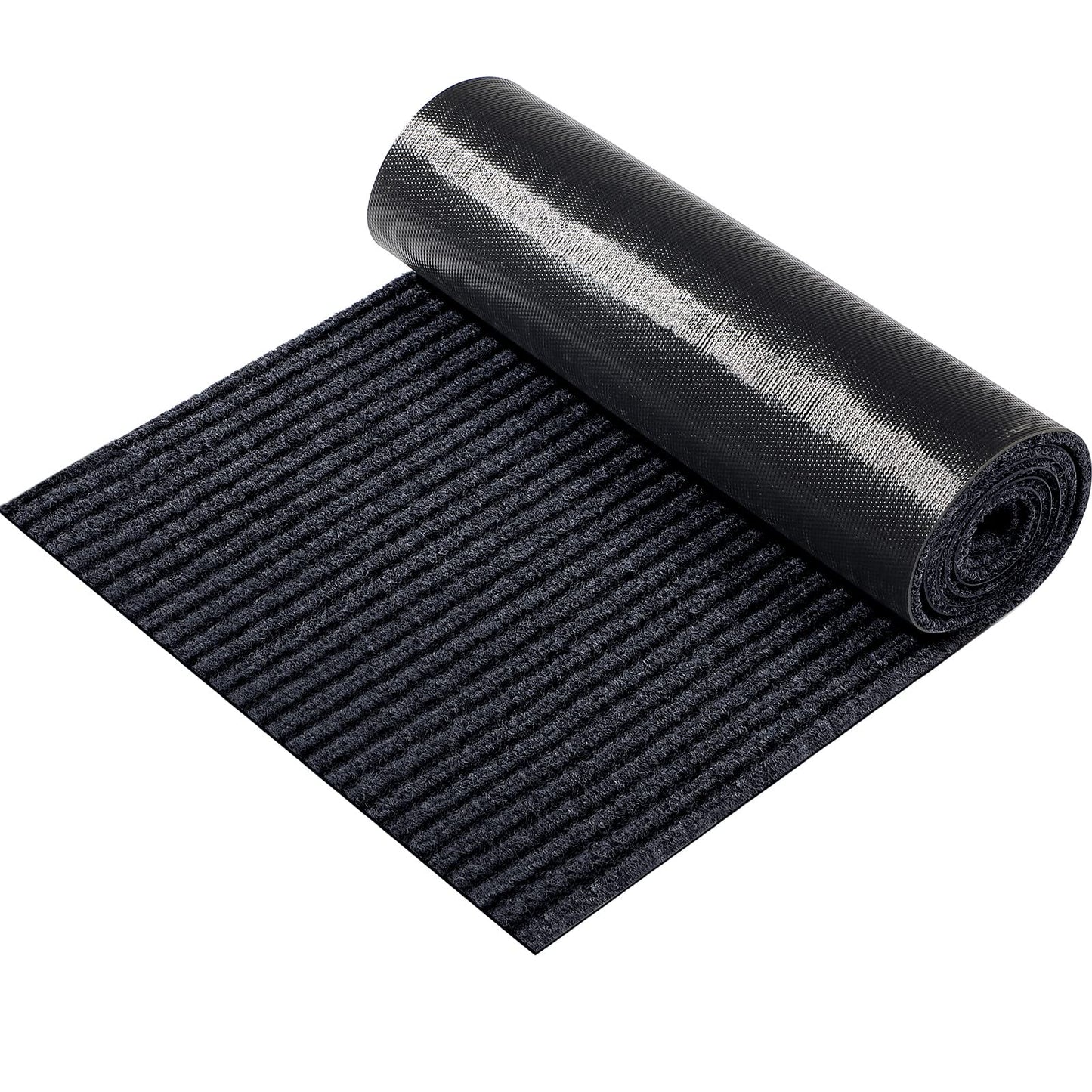Nuanchu 1 Roll Large Semi Finished Outdoor Mat 16 x 79 Inch Narrow Door Mat Non Slip Boot Rugs Waterproof Carpet Roll for Bathroom Entryway Indoor Outdoor (Black)