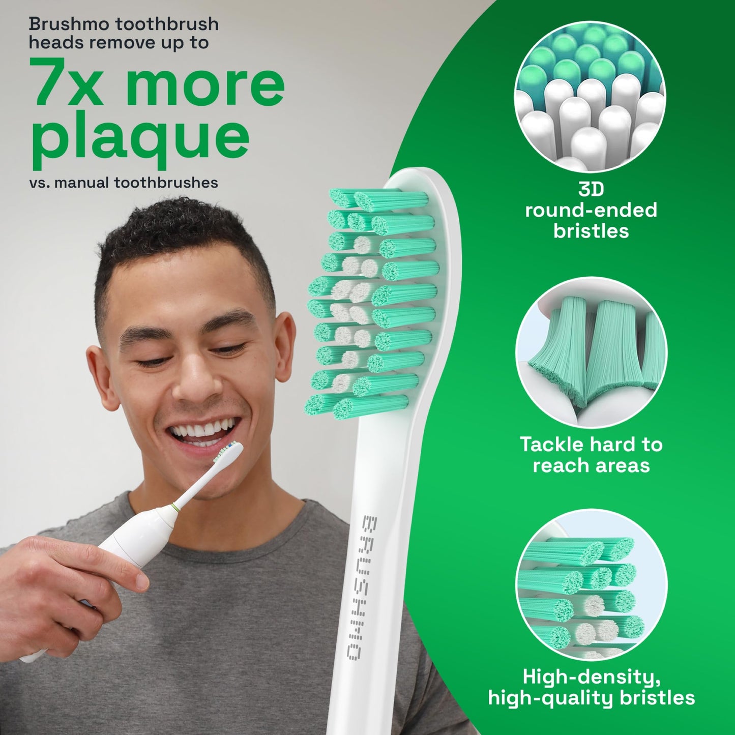 Brushmo e-Series Electric Sonic Toothbrush - Rechargeable Screw-On Electronic Tooth Brush for Adults with 3 Modes & Timer - IPX7 Waterproof, Long-Lasting Battery & Wireless Charging Base - White
