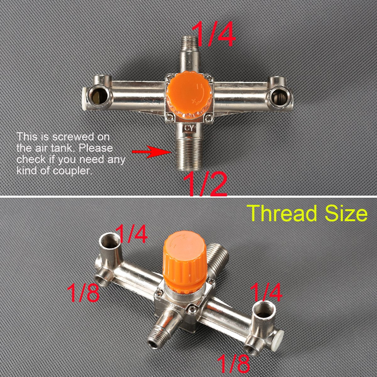 Secbolt Pressure Switch Manifold Regulator Gauges Air Compressor Pressure Switch Control Valve 90-120PSI (Horizontal Switch)