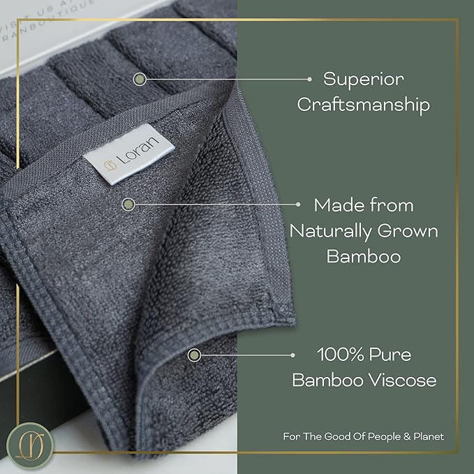 Charcoal Grey Washcloths Set of 6 Soft Facial Cloths 10” x 10” 100% Viscose