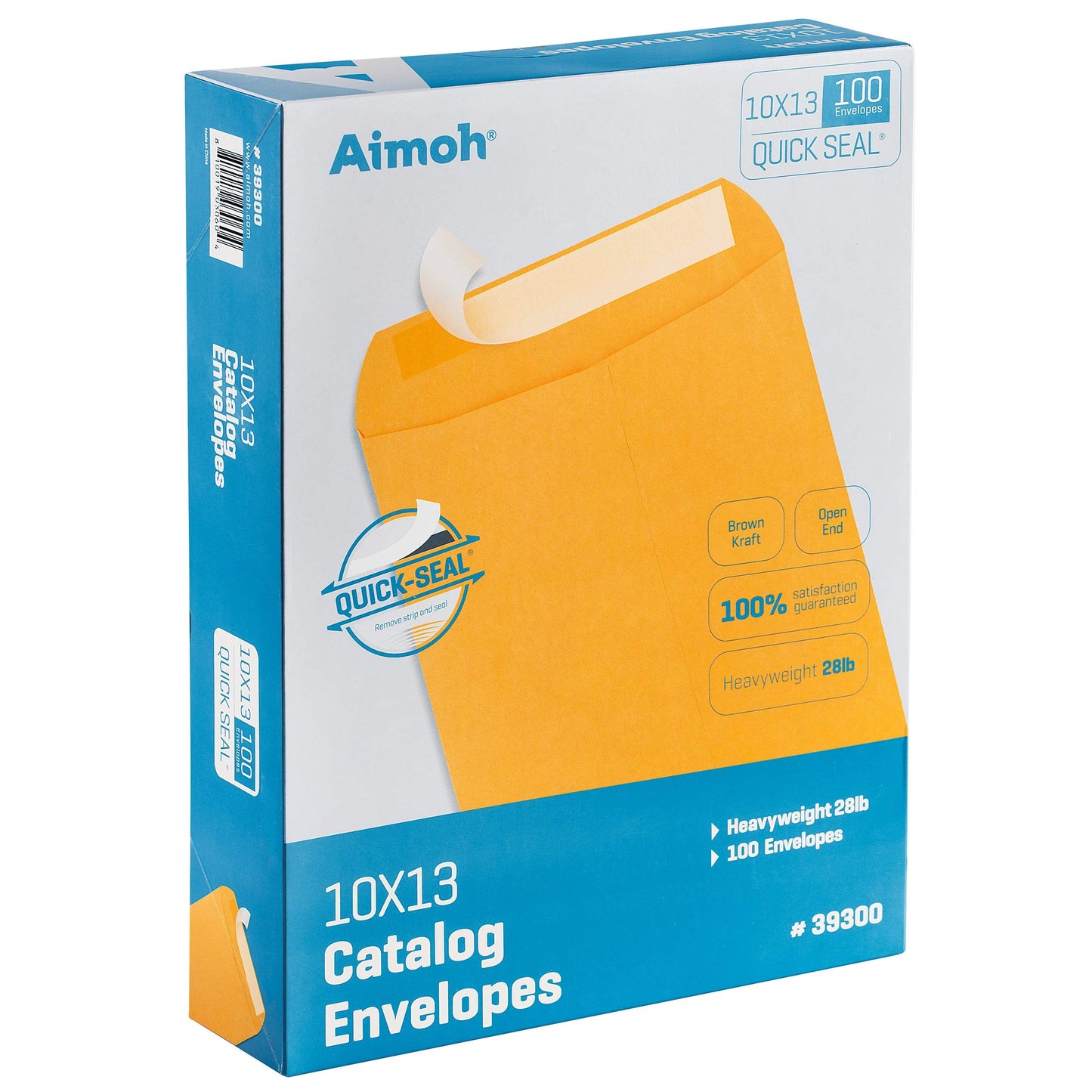 Aimoh 100 10 x 13 Self-Seal Brown Kraft Catalog Envelopes - 28lb, 100 Count, Ultra Strong Quick-Seal, 10x13 inch (39300)
