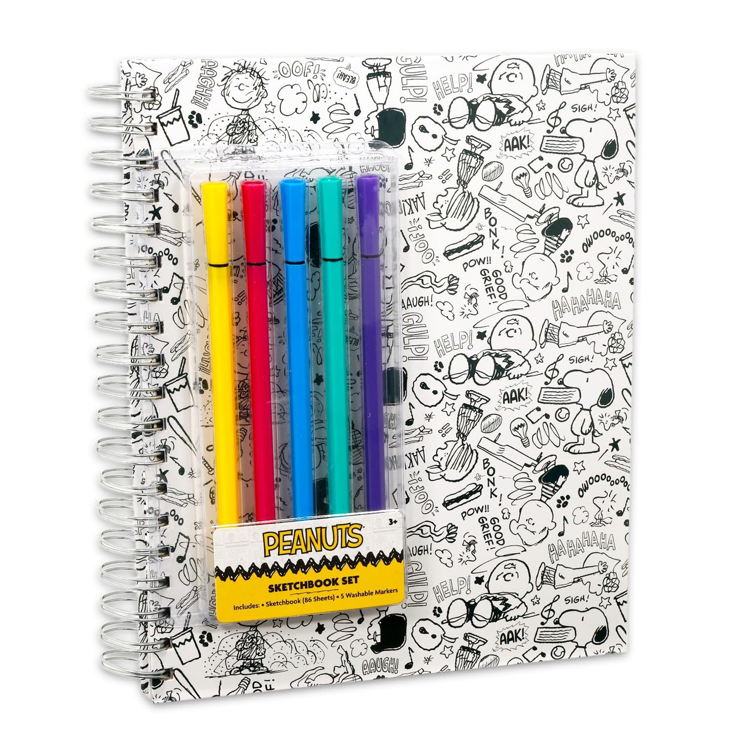 Peanuts Sketchbook Set - Bundle with Doodle Book Plus Markers, Stickers, Tattoos for Kids, Adults | Snoopy Journal Notebook Stationery Drawing Kit