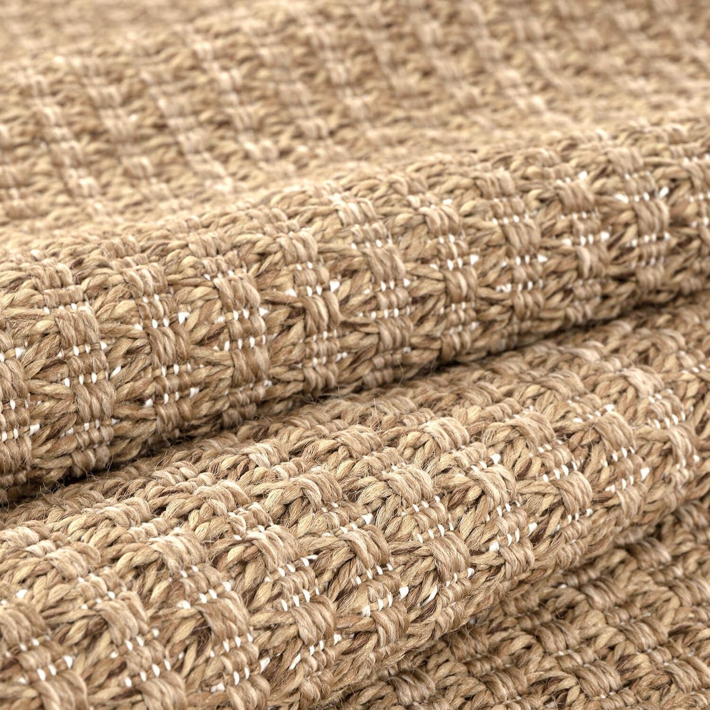 Luul Home Easy Jute Rugs 9x12 Natural Color Living Room Indoor Outdoor Area Rug for Patio Farmhouse and Kitchen Rug High Traffic Easy to Clean Washable Solid Boho Woven Design Outside Carpet (9 x 12)