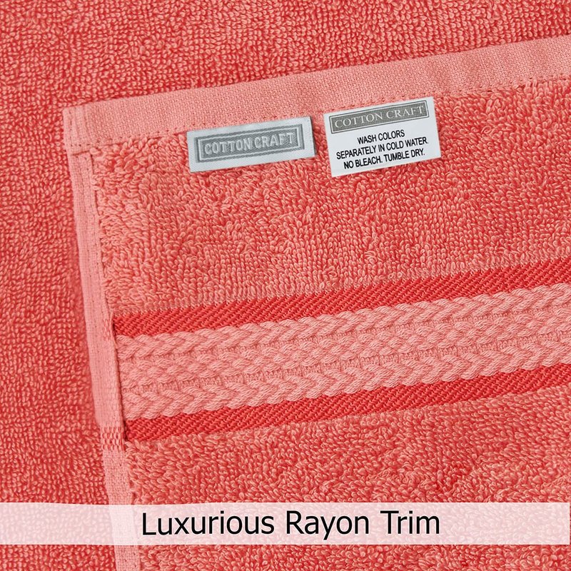 COTTON CRAFT Ultra Soft Bath Sheets - Set of 2 Oversized 35x70 Absorbent Quick Dry 100% Cotton Bath Towel Sheets - Everyday Luxury Hotel Spa Shower Beach Pool Easy Care Large Bathroom Towel - Coral