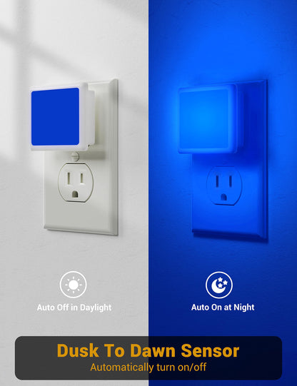 JandCase Night Lights Plug into Wall 2 Pack, Plug in Night Light with Dusk-to-Dawn Light Sensor, 3000K Soft White 0.3W, LED Nightlight for Bathroom, Adult, Hallway