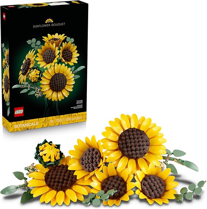 LEGO Botanicals Sunflower Bouquet Building Set for Adults Ages 18+ - Artificial Flowers for Home Office Bedroom or Desk Decor - Gifts for Women &amp Men - 11502