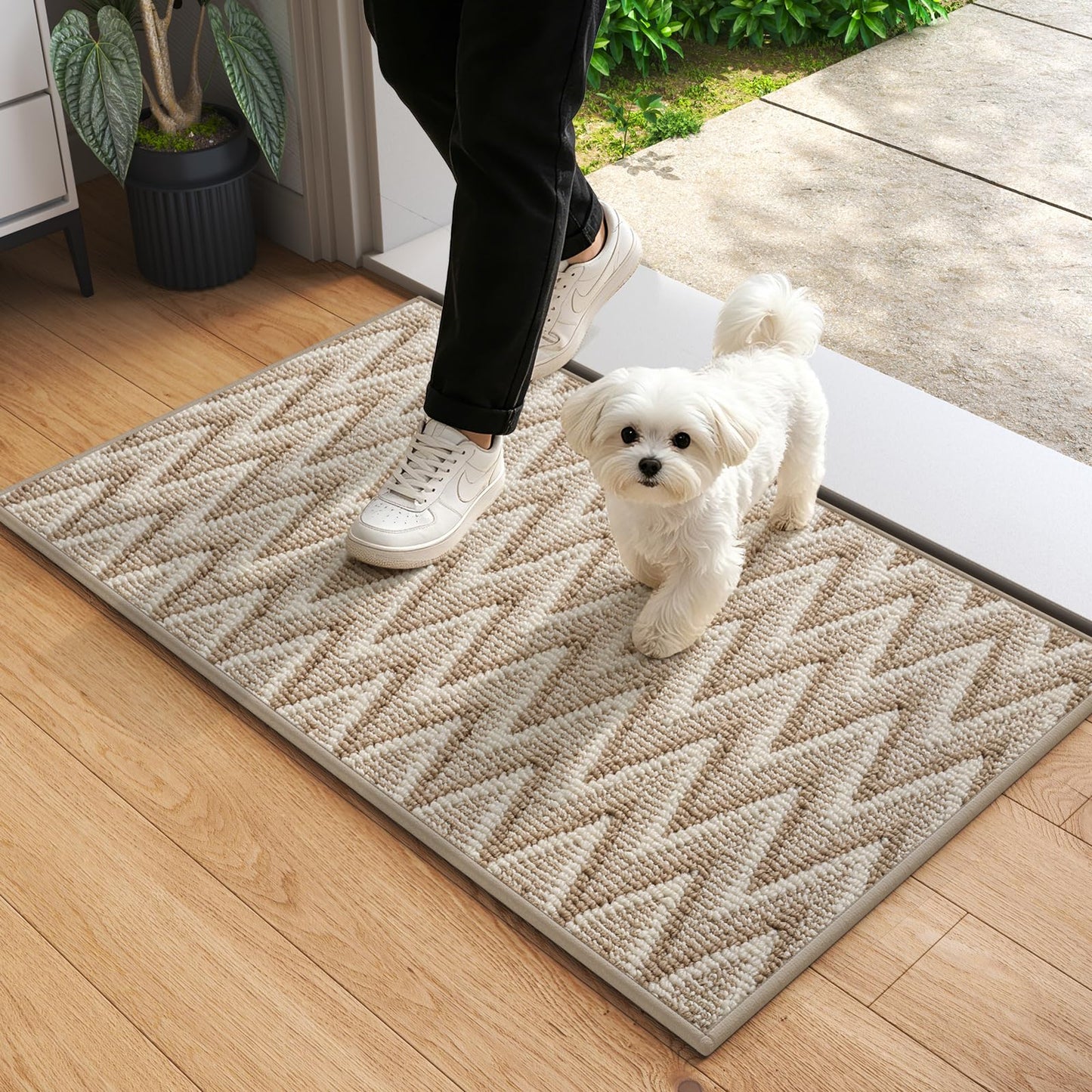 Indoor Door Mat 17x30, Dirt Resistant & Absorbent Doormat for Entryway Inside, Non-Slip Rubber Backing Front Door Mat Indoor Entrance, Low-Profile, Washable, Brown