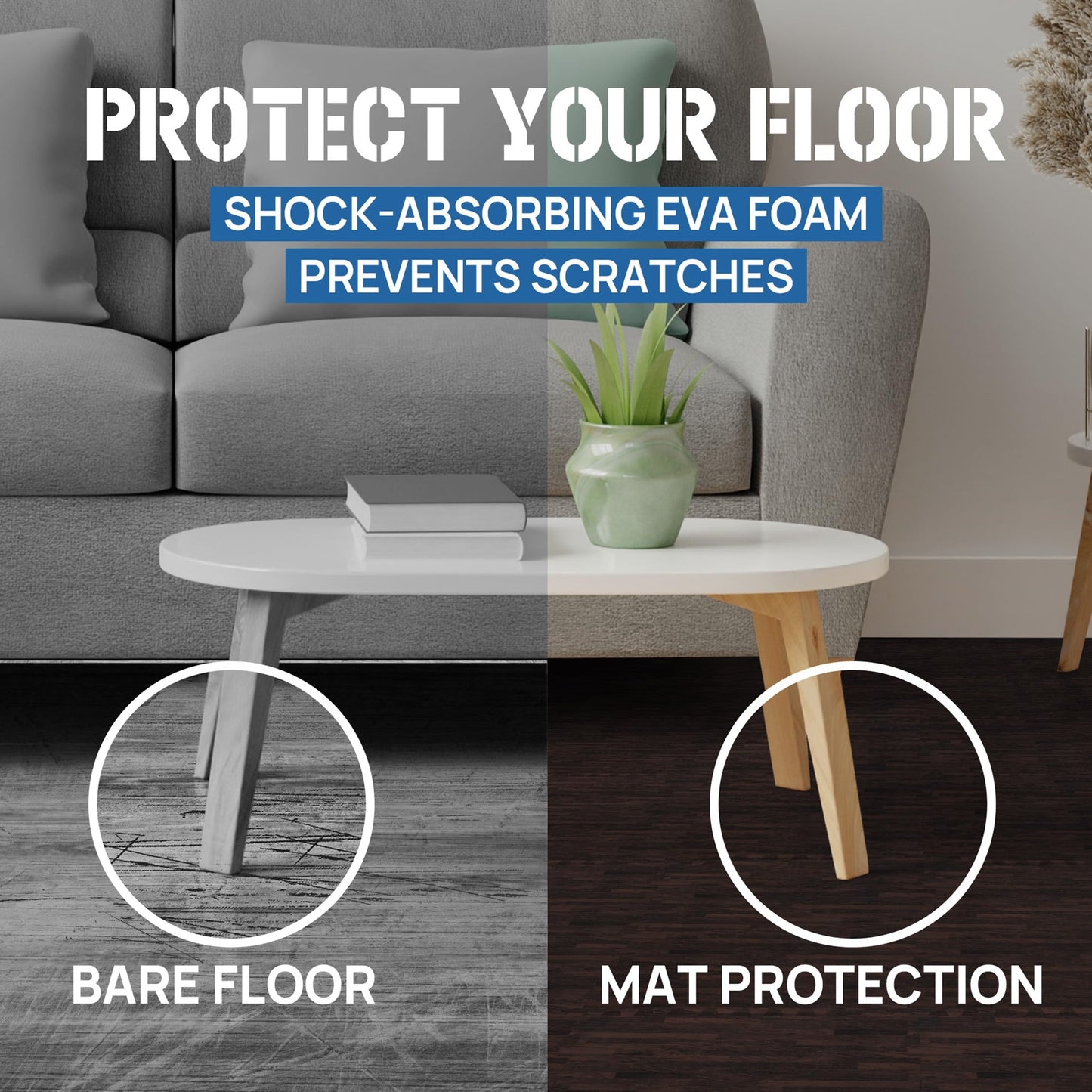 Yes4All EVA Interlocking Mats, Puzzle Floor Tiles, Foam Floor Padding with Border for Furniture, Home Space, Living Room, Garage 48 SQFT