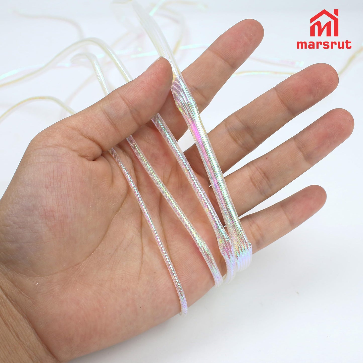 4pcs Mylar Tubing Fly Tying, 2/4/6/8mm Pearlescent Braid Tube Set for Fishing, Holographic Hollow Round Cord, Fish Pattern, Polyester Materials, 1 Meter Long Per Size