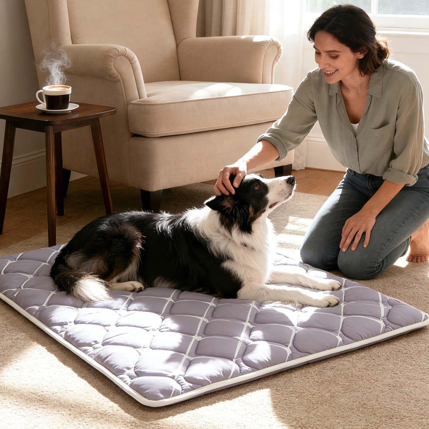 Bubble bear Dog Crate Mat - Ultra Soft, Washable & Anti-Slip Kennel Pad for Small/Medium/Large Dogs, Dark-Hued to Hide Stains (42"x28")