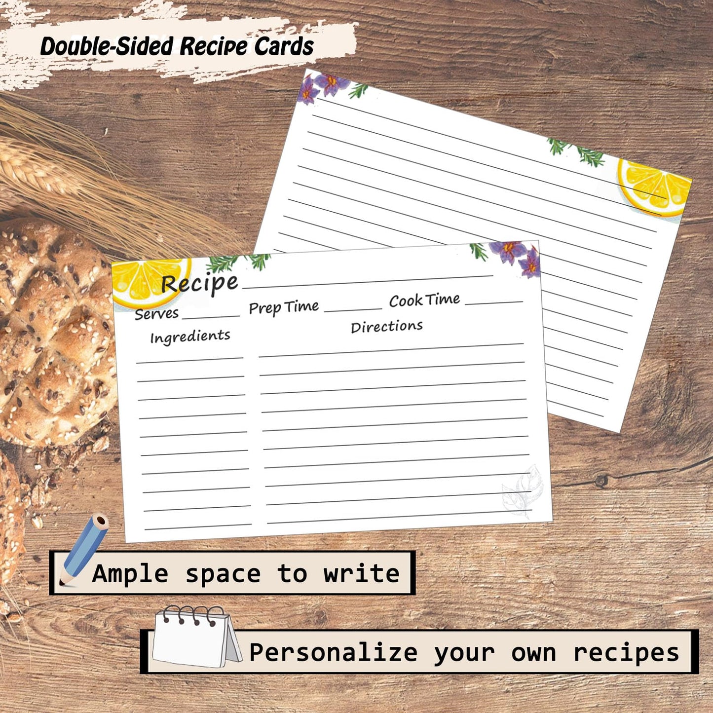 Recipe Binder with Plastic Sleeves, Stand Up Recipe Book Binder for 30 Recipe Cards 4x6, Recipe Organizer Kit Blank Cook Book for DIY Recipe Cards and 15 Clear Sheet Protectors (Sage, for 30 Cards)