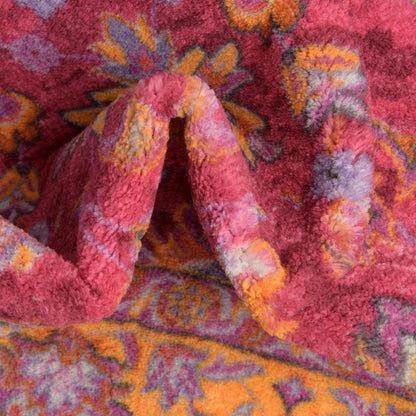 Rugs.com - Medina Rug – 5' 3 x 7' 9 Berry Pink Washable Area Rug Vintage Floral Design for Living Rooms, Bedrooms, and Dining Areas