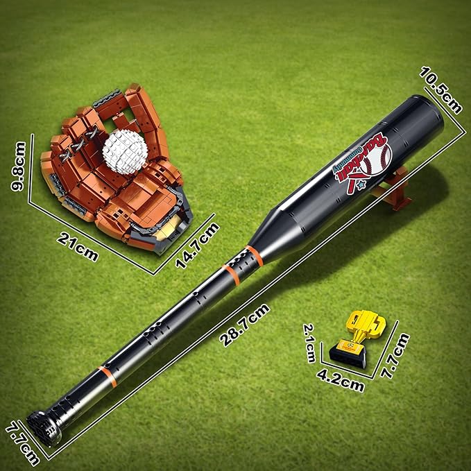 Baseball Building Set for Adults – Creative Sports Model with Bat Glove Ball &amp Trophy Premium Construction Building Toy for Men &amp Teens Unique Baseball Gift &amp Decorative Display Piece