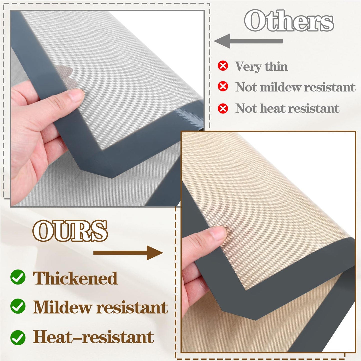 Ninsula Silicon Baking Mats, 16.5"x11.6" 2-Pack Reusable Silicon Baking Mat Sheet, Baking Sheets Non-Stick, Food Safe Baking Mats Can Be Used For Baking Cookies, Bread, Pizzas