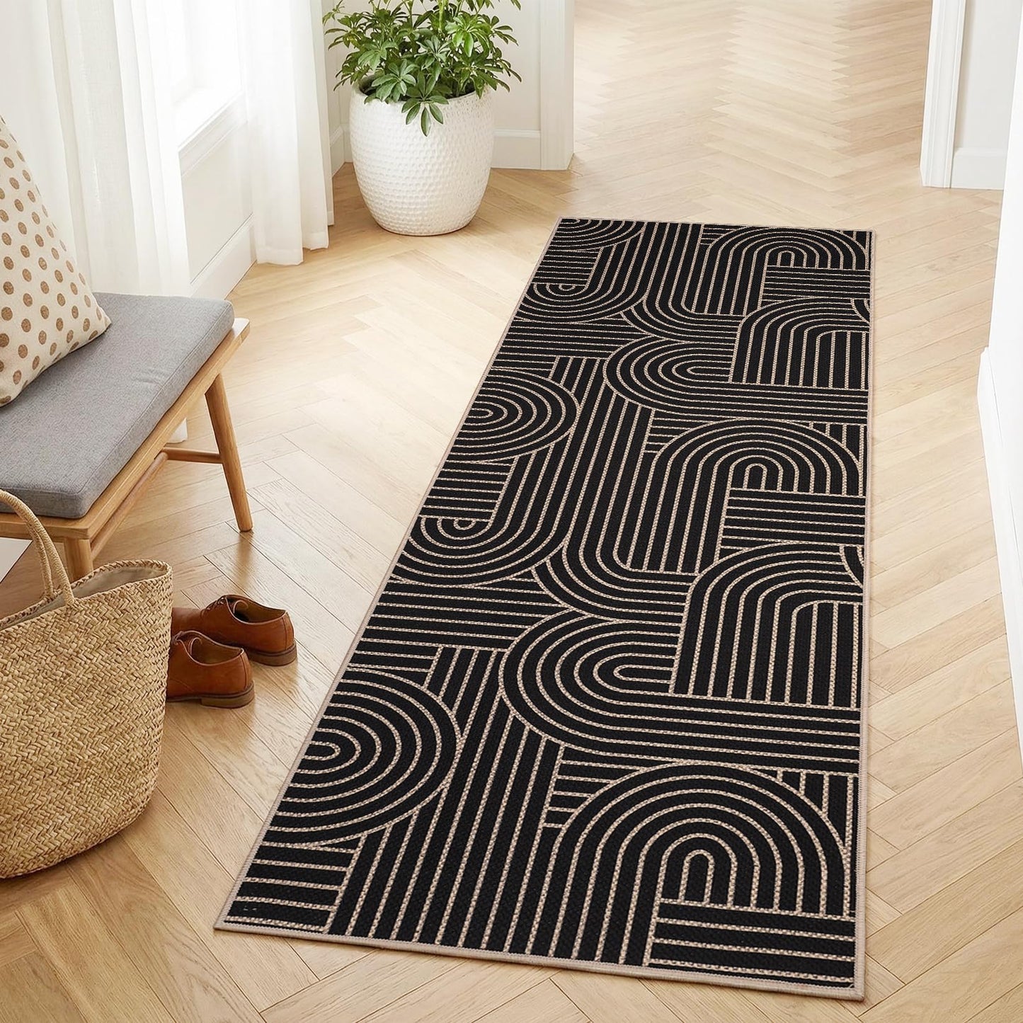 GarveeHome Easy Jute 2x8 Modern Rainbow Runner Rug for Hallway Kitchen Bedroom Non Slip Indoor Outdoor Runner Door Mat for Laundry Porch
