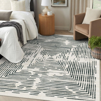 BLISSA 6x9 Area Rugs for Bedroom, Soft Washable Black White Lines Modern Abstract Throw Rug Non-Slip Striped Minimalist Floor Carpet for Living Room Dining Room Office Nursery Classroom Home Decor