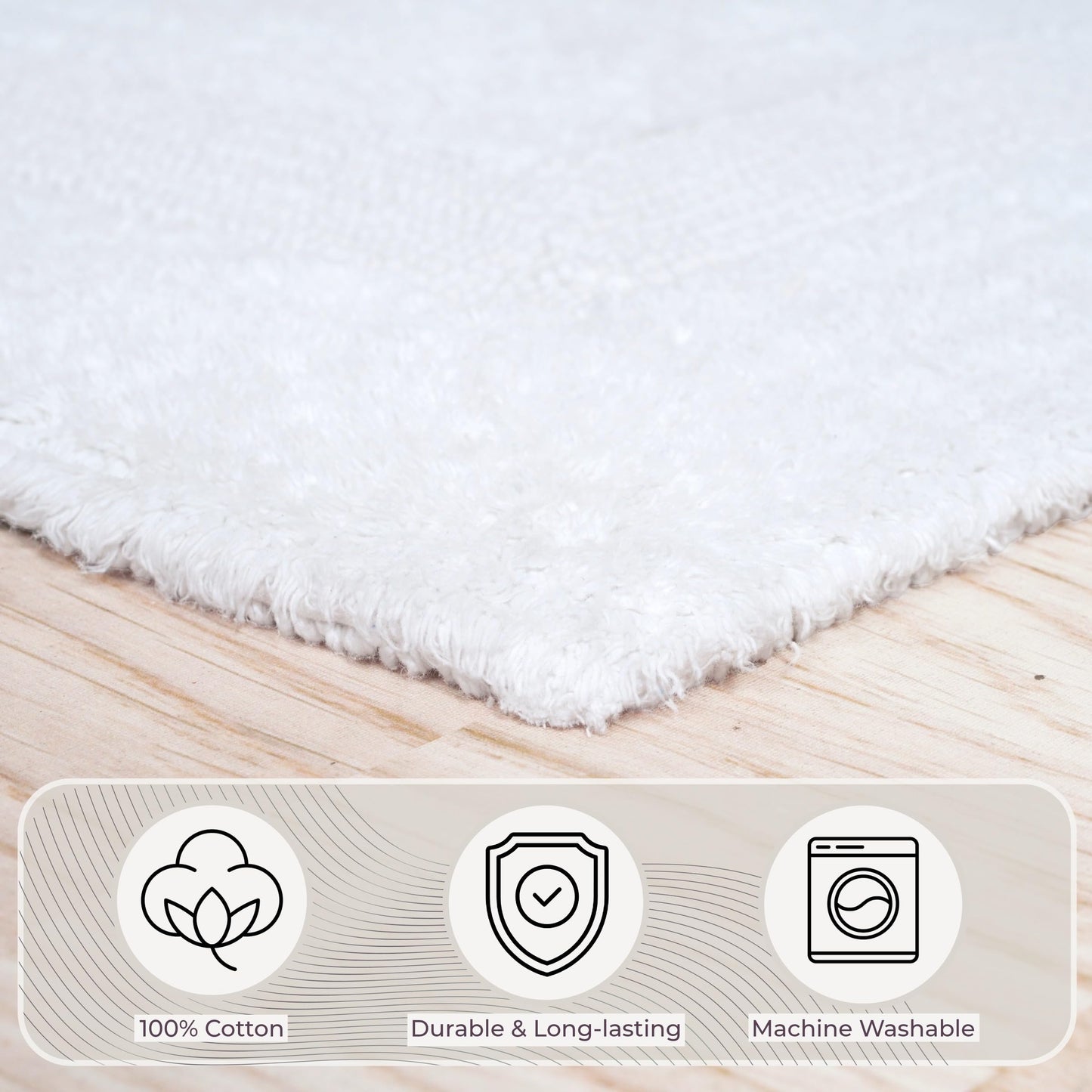 Bathroom Rugs - 2-Piece Cotton Bathroom Mat Set - Machine Washable Bath Mats for Restroom, Kitchen, or Laundry Room by Lavish Home (White)