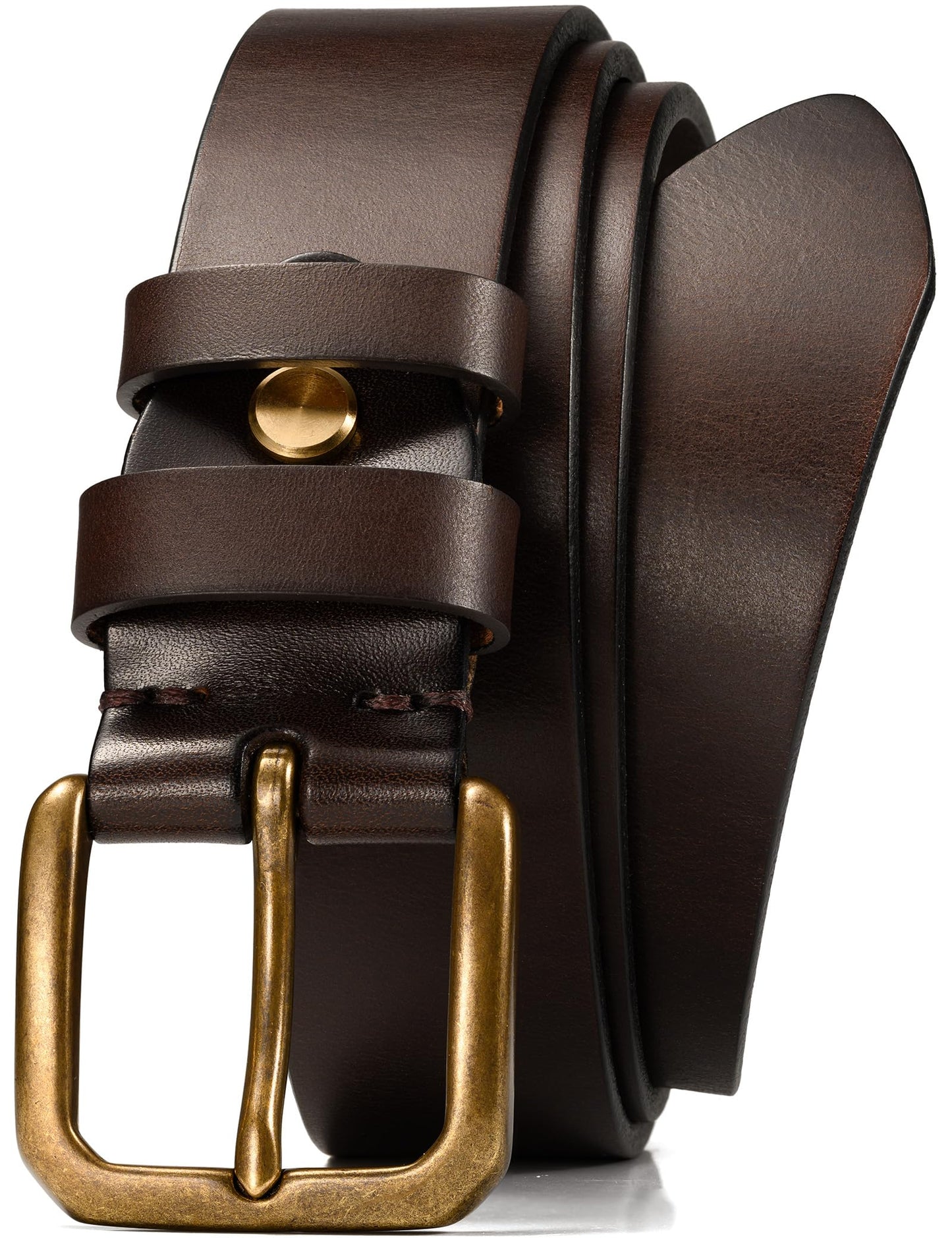 WOLFANT Thicken Full Grain Heavy Duty Casual Work Belts for Men,100% Italian Real Solid Leather