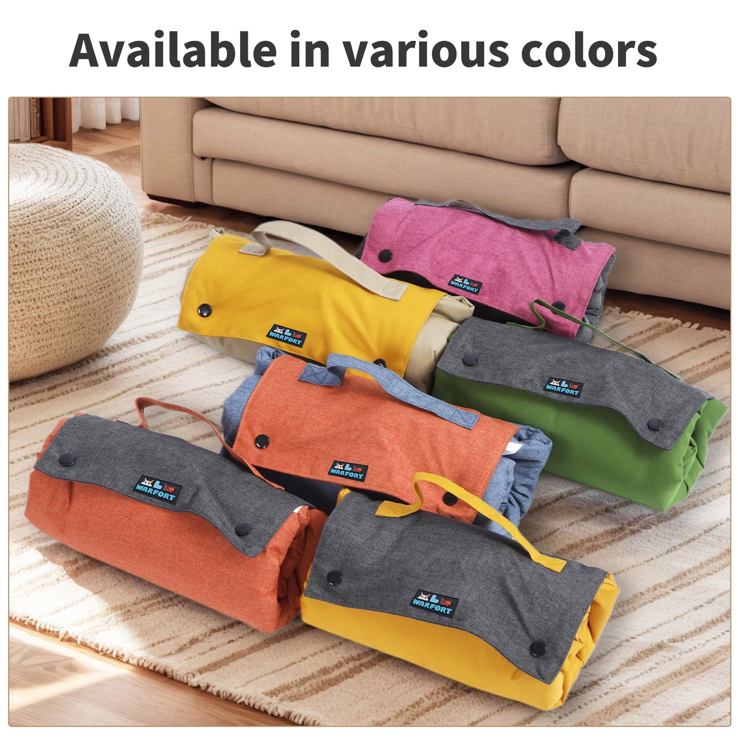 Warfort Outdoor Foldable Dog Mat Durable Teflon-Coated Oxford Material Waterproof Thin Dog pad Travel-Friendly Machine Washable Design for Camping/Car (Dark Grey, Small (27.6 * 19.7 * 1.57 in))