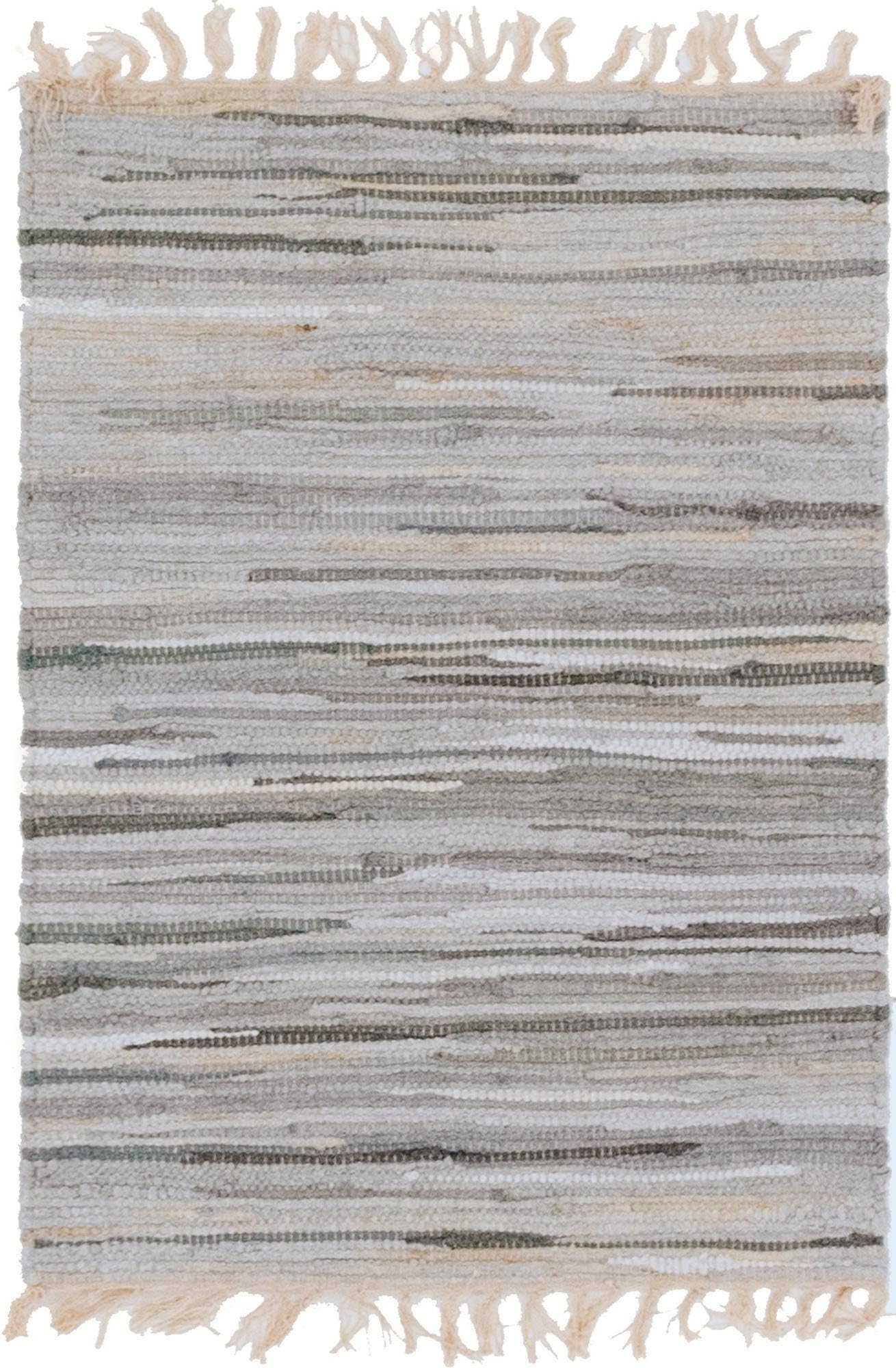 Rugs.com Chindi Cotton Collection Rug – 2' x 3' Gray Flatweave Rug Perfect for Living Rooms, Large Dining Rooms, Open Floorplans